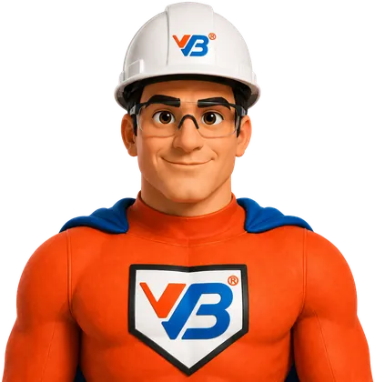 VB Rakshak, close portrait, in the VB shield suit and white hard hat